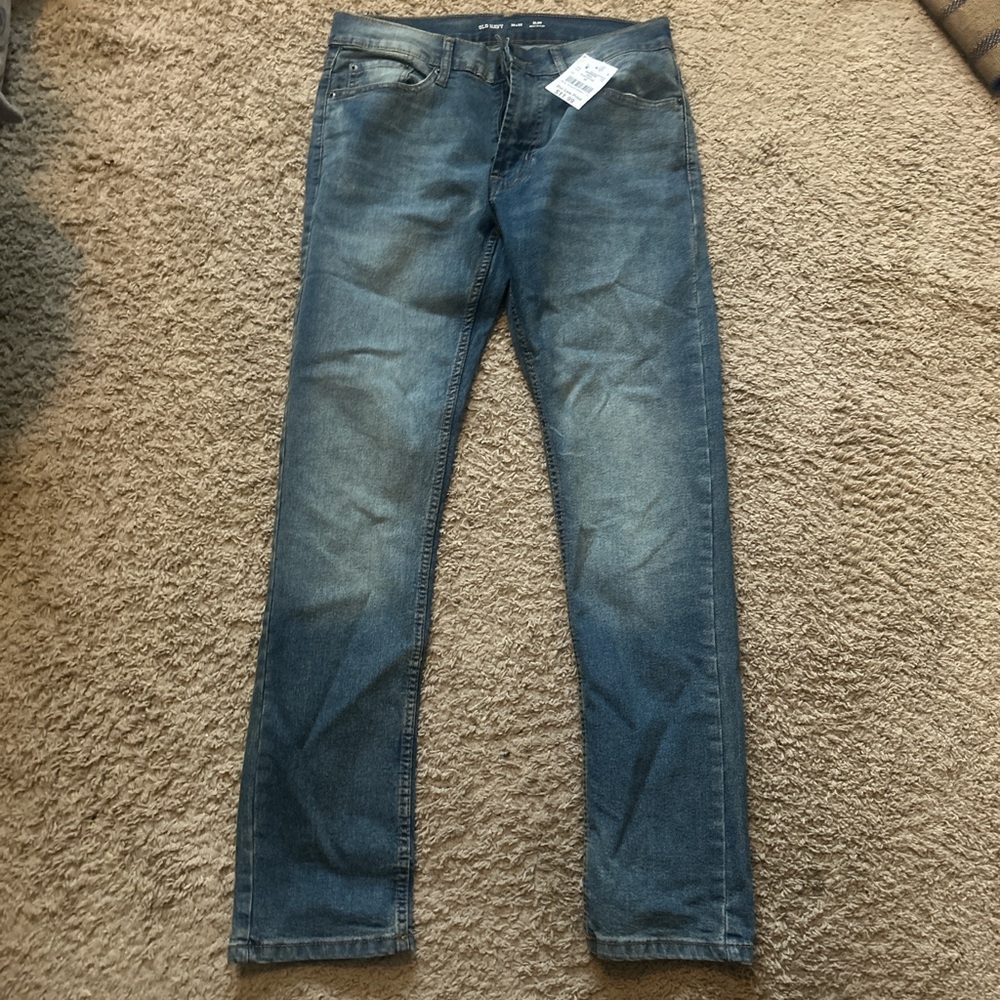 Men's slim blue jeans